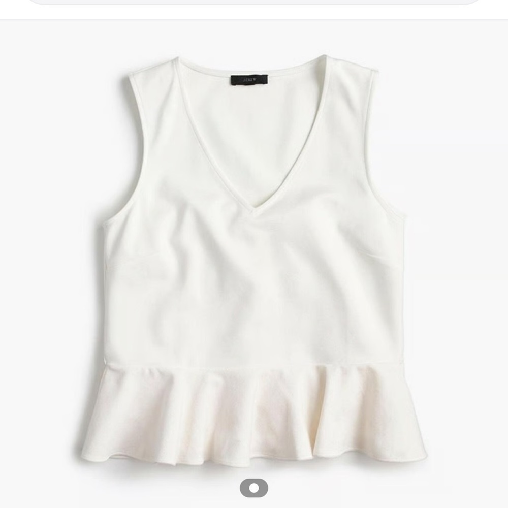 J. Crew White Velvet Trim Peplum Sleeveless Top. Size M. P4/A - Picture 2 of 5